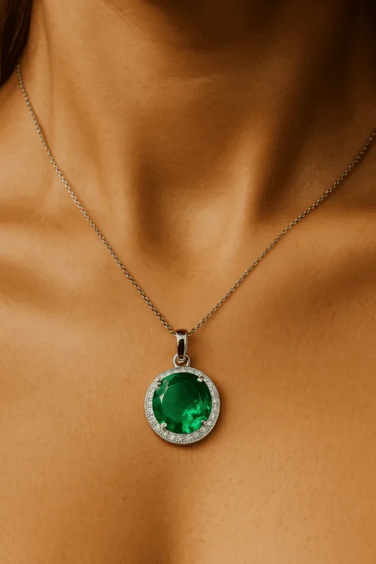 Zevirah Enchanted Green Glow Pendant Close-up Detail View