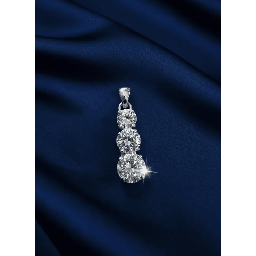 Zevirah Trinity Drop Pendant Premium Silver Jewelry Profile