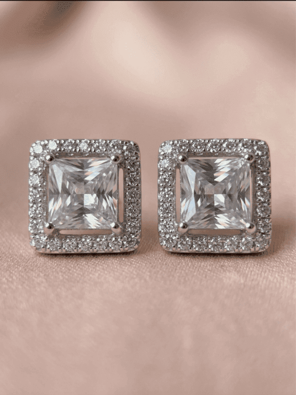 Zevirah Cushion Halo Studs Close-up Detail View