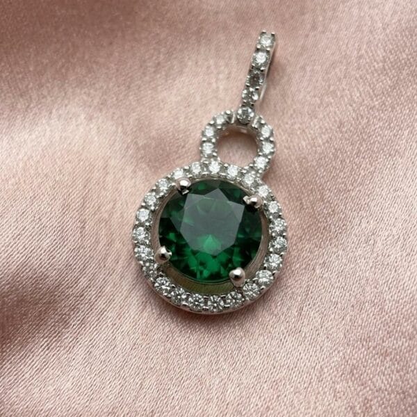 Emerald Green Double Circle Pendant