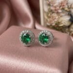 Emerald Green Double Circle Studs