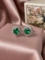 Emerald Green Double Circle Studs