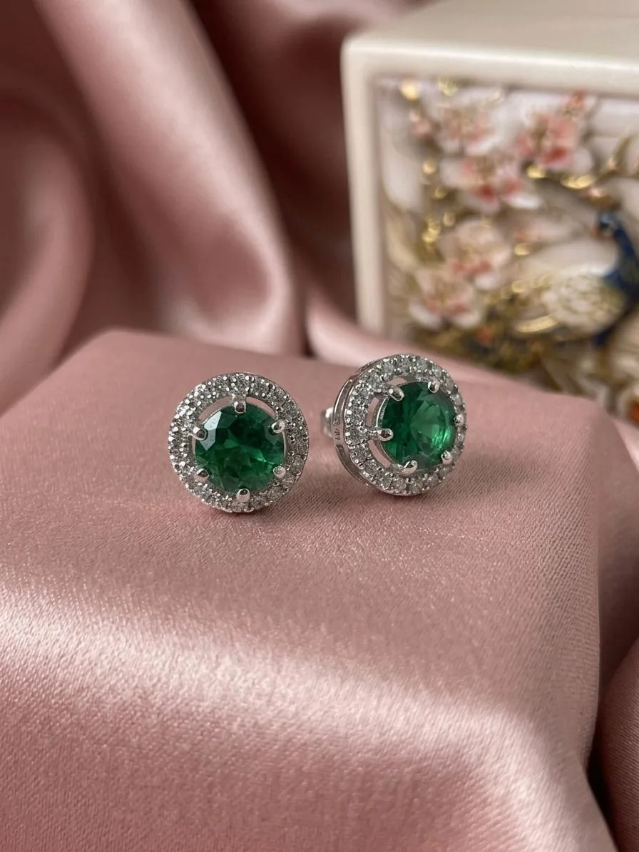 Emerald Green Double Circle Studs - Image 5