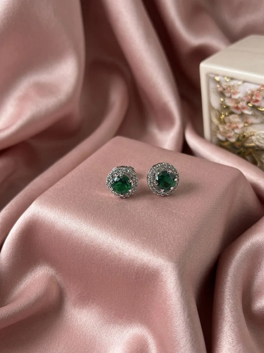 Emerald Green Double Circle Studs - Image 3