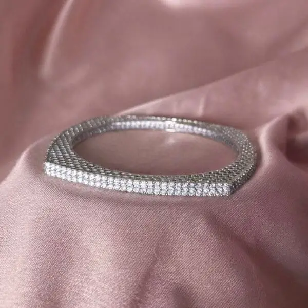 Honeycomb Bangle, 925 Silver