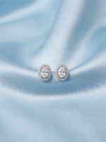 Oval Petal Halo Studs - Image 2