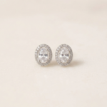 Oval Petal Halo Studs