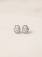 Oval Petal Halo Studs