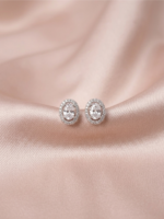 Oval Petal Halo Studs - Image 3